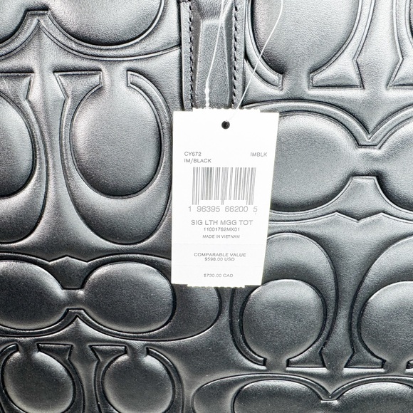 Coach Maggie Tote Large Signature Embossed Leather Black Gold Hardware NWT - Picture 8 of 14